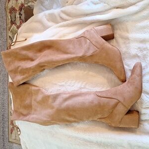 Aldo tan over the knee suede  tie back boots